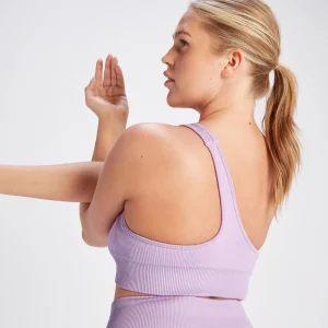 Femme MYPROTEIN Brassière asymétrique côtelée sans coutures MP Tempo pour femmes – Lilas vif