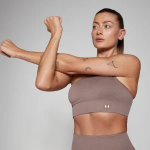 Femme MYPROTEIN Brassière asymétrique côtelée sans coutures MP Tempo pour femmes – Noisette