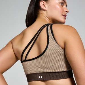 Femme MYPROTEIN Brassière côtelée sans coutures MP Contrast pour femmes – Cachemire/Espresso