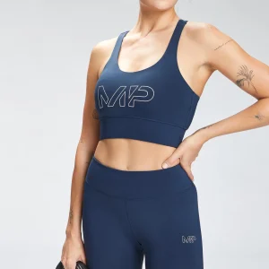 Femme MYPROTEIN Brassière de sport à imprimé répétitif MP Mark Graphic Training pour femmes – Bleu pétrole
