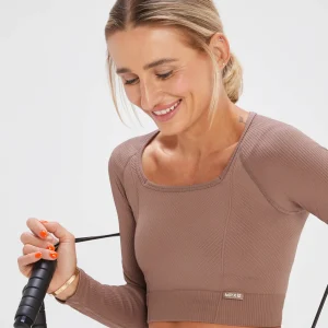 Femme MYPROTEIN Crop top à manches longues sans coutures MP x Tatiana – Noisette
