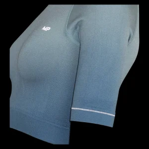 Femme MYPROTEIN Crop top sans coutures MP Velocity Ultra pour femmes – Bleu gris
