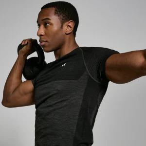 Homme MYPROTEIN T-shirt sans coutures à manches courtes MP pour hommes – Noir chiné